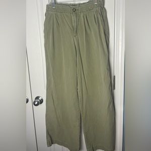 Wide leg light green trousers